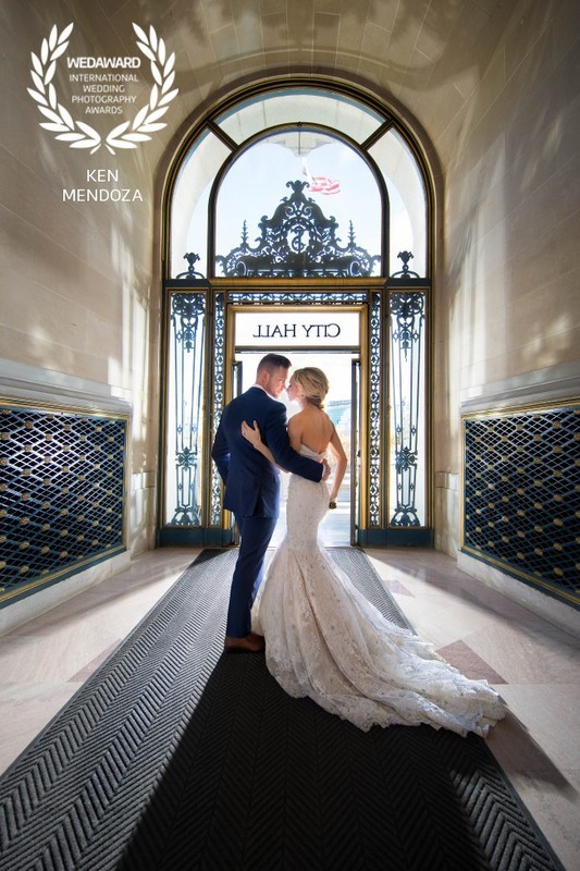 Couple's Enchanting Moment at SF City Hall