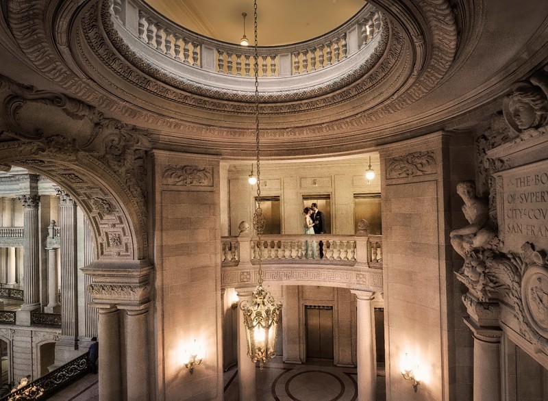 Wedding Couple and Architecture city hall