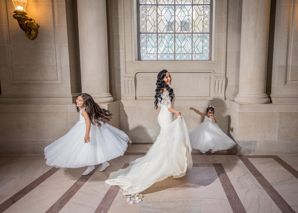 Candid: Bride & Daughters Twirl  Dresses | Joyful Moment