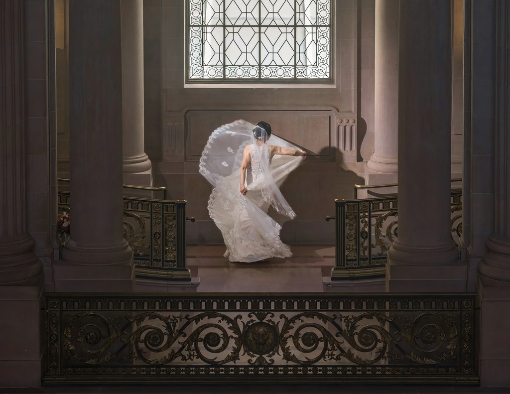 Elegant Bride on 2nd floor City Hall: Dress in Motion