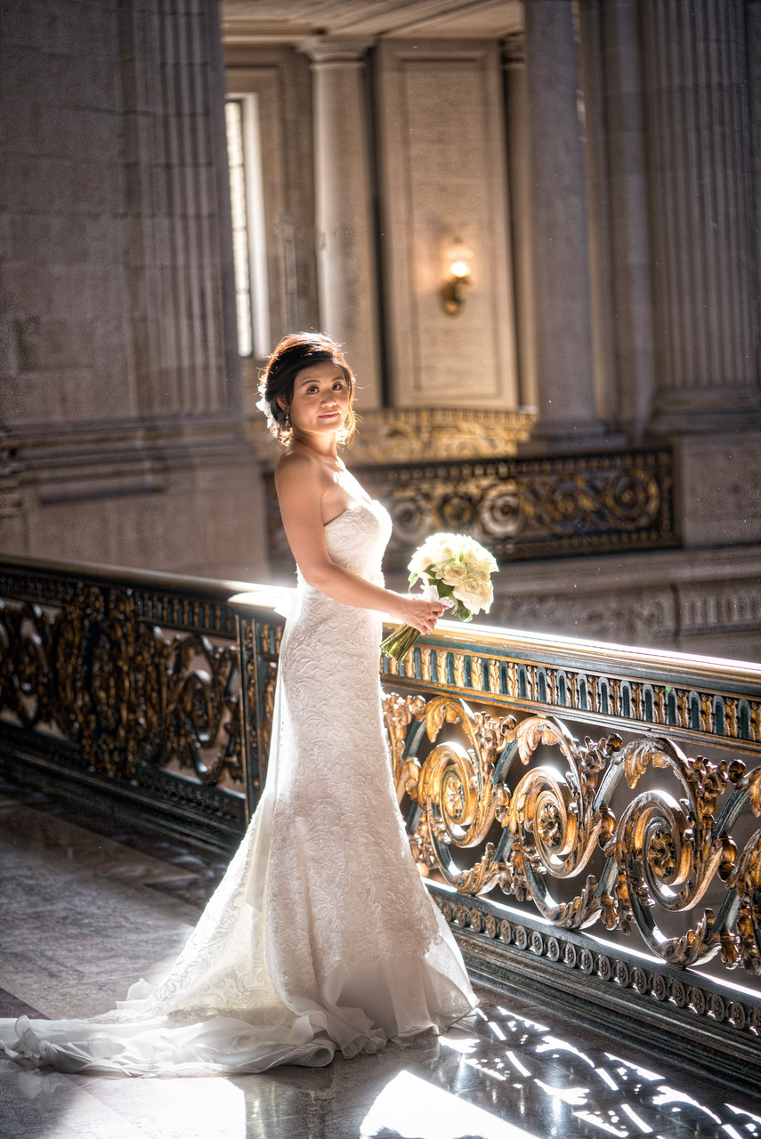 Chinese Bride in Natural Light at City Hall