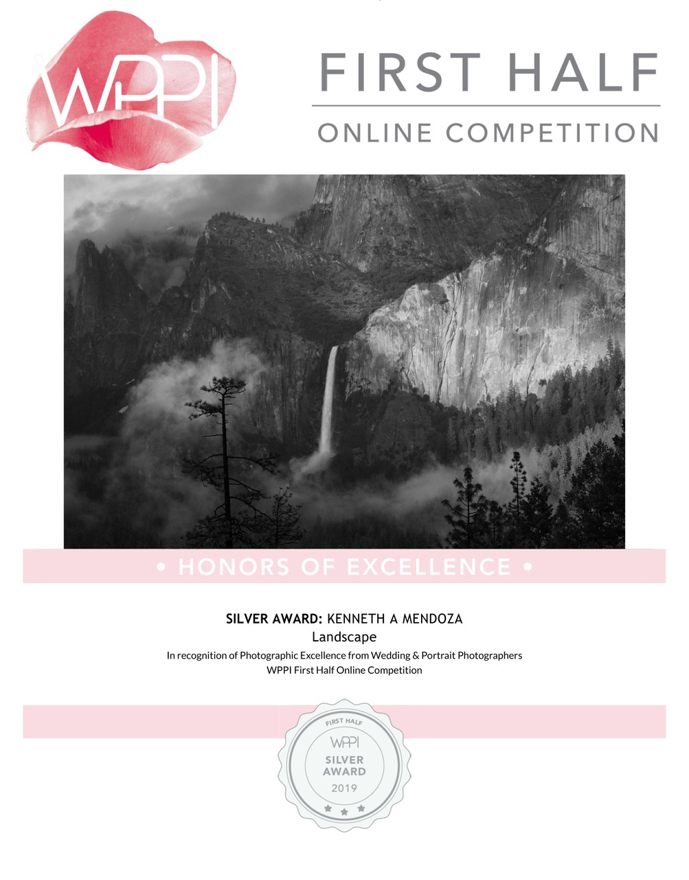 Silver Award Landscape Waterfall Yosemite WPPI 2019