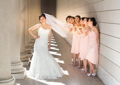 Radiant Bride & Silly Bridesmaids at Legion of Honor