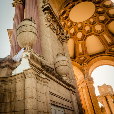 San Francisco City Hall Wedding Photography- Bride at the Palace of Fine Arts
