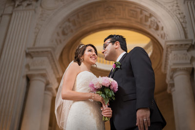 Persian Couple Under the Rotunda - San Francisco City Hall Wedding Photographer 
