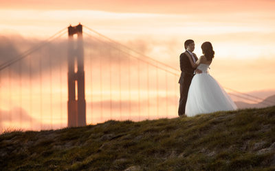 Golden Hour Asian Pre-Wedding at Golden Gate Bridge