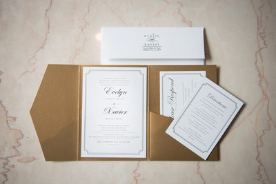 Elegant Wedding Invitation Suite on City Hall Marble