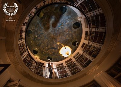 Astronomical Dome Mural: Groom in Sf Fairmont, Hotel Suite Library