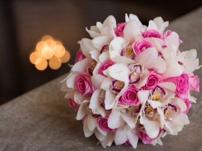 bridal bouquet city hall  - White Orchids