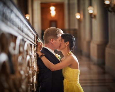 Indian Bride's Passionate Kiss at SF City Hall Wedding