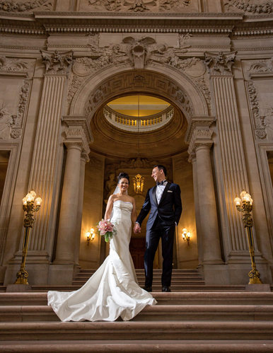Couple on the top of the Grand Staircase