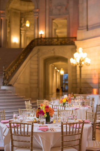 sf city hall wedding photos: table details at reception