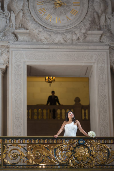 a bride and her man at San francisco city hall