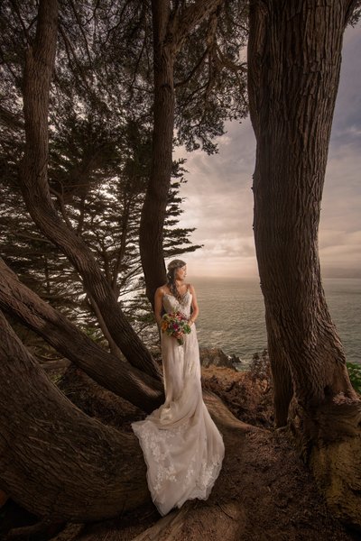 Stunning Bride at Dusk: A Masterpiece of Off-Camera Flash Photography at Land's End, San Francisco