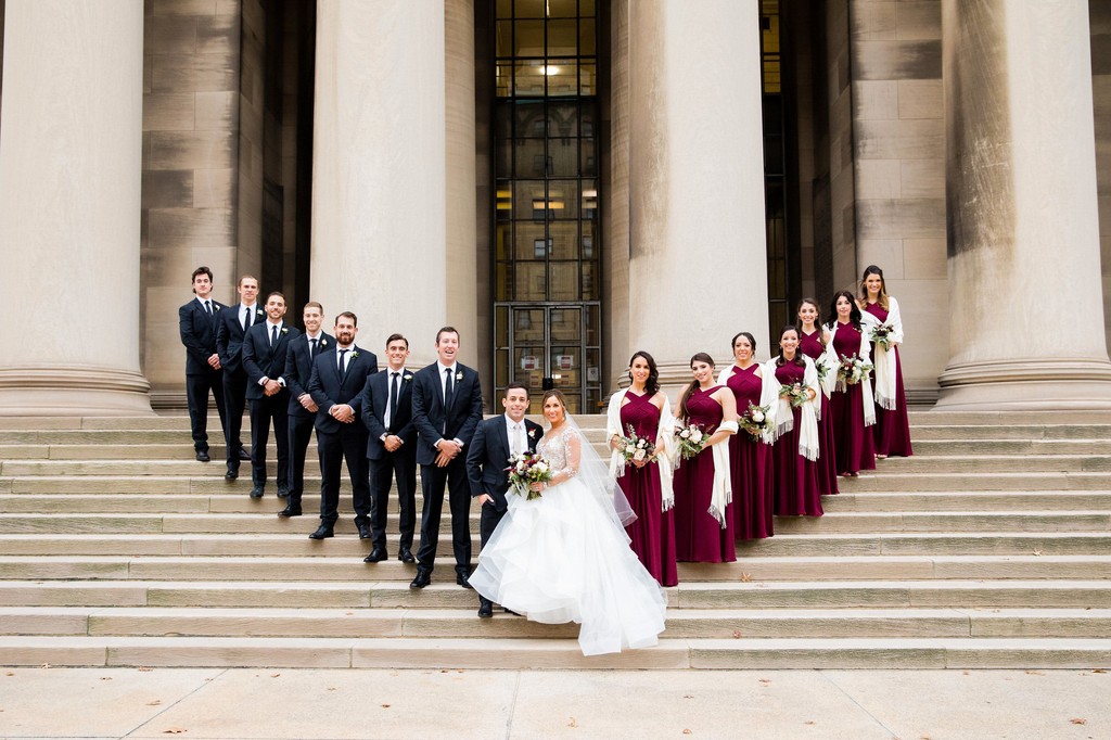 wedding photos staircase mellon columns pittsburgh