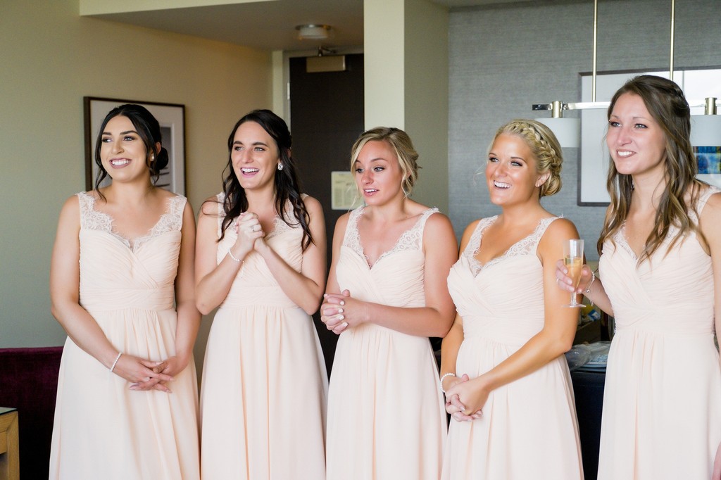 bridesmaids first look fairmont hotel pittsburgh