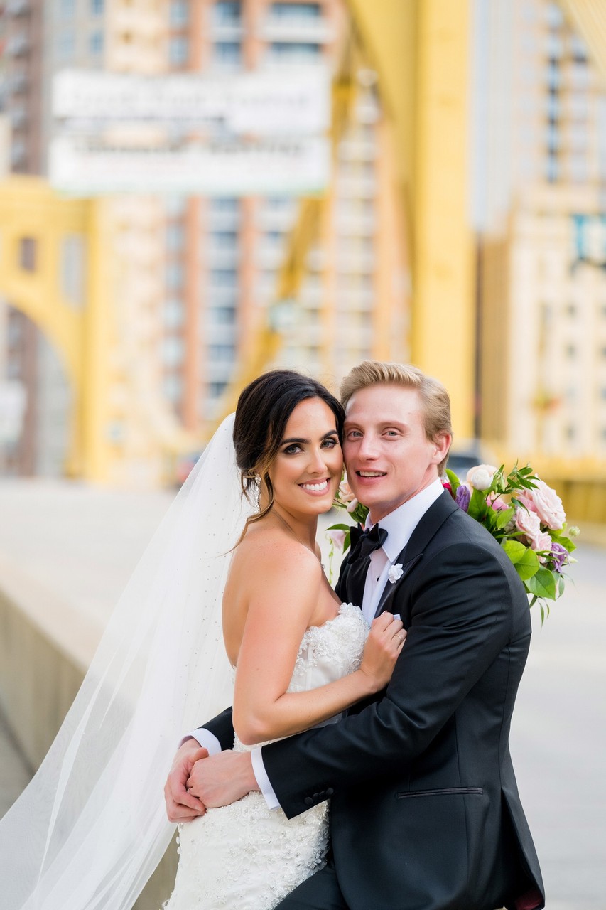Beautiful Wedding Photos on Yellow Bridges Pittsburgh