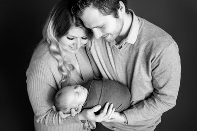 Black and White Parent Newborn Photo Pittsburgh