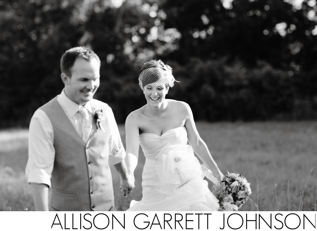 Black and White Image in Field at Prairie Creek Inn