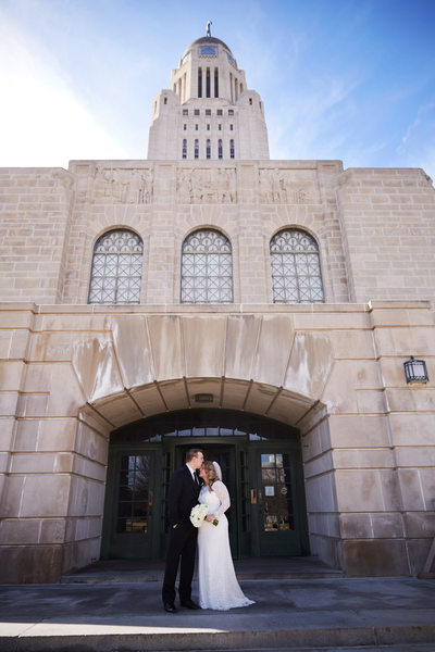 Nebraska State Capitol Wedding Photos Outdoors