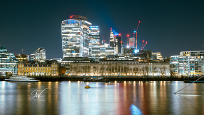 City of London at night. Long exposure photography.