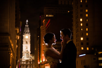 City Hall Broad Street Wedding Photos at Night