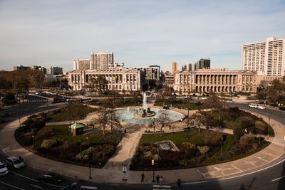 View of Fountains in Logan Circle