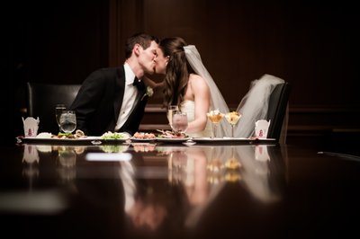 Bride and Groom Share a Kiss at the Westin Hotel