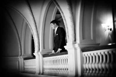 Groom on Balcony at Cairnwood Estate