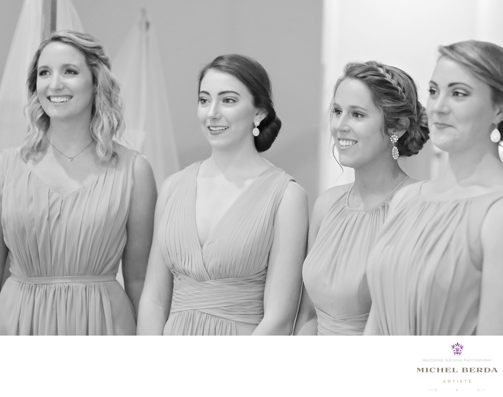 First look bridesmaids Alhambra Hall
