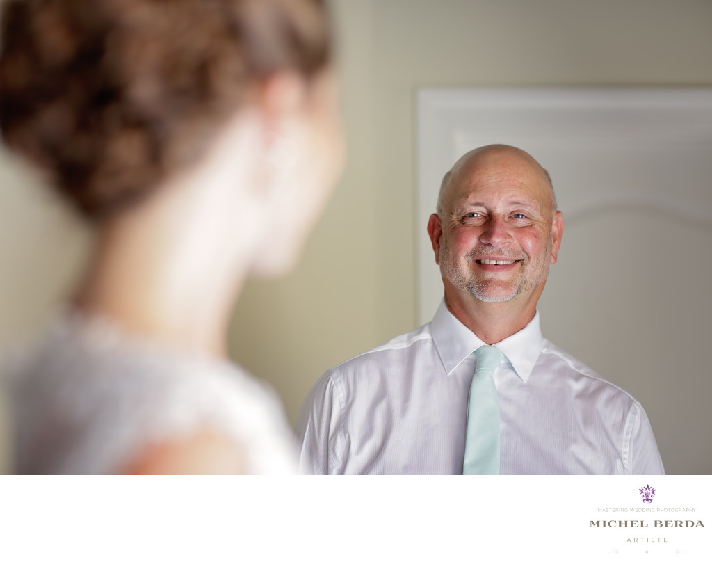 Father first look with bride Weddings Palmetto Dunes Oceanfront Resort