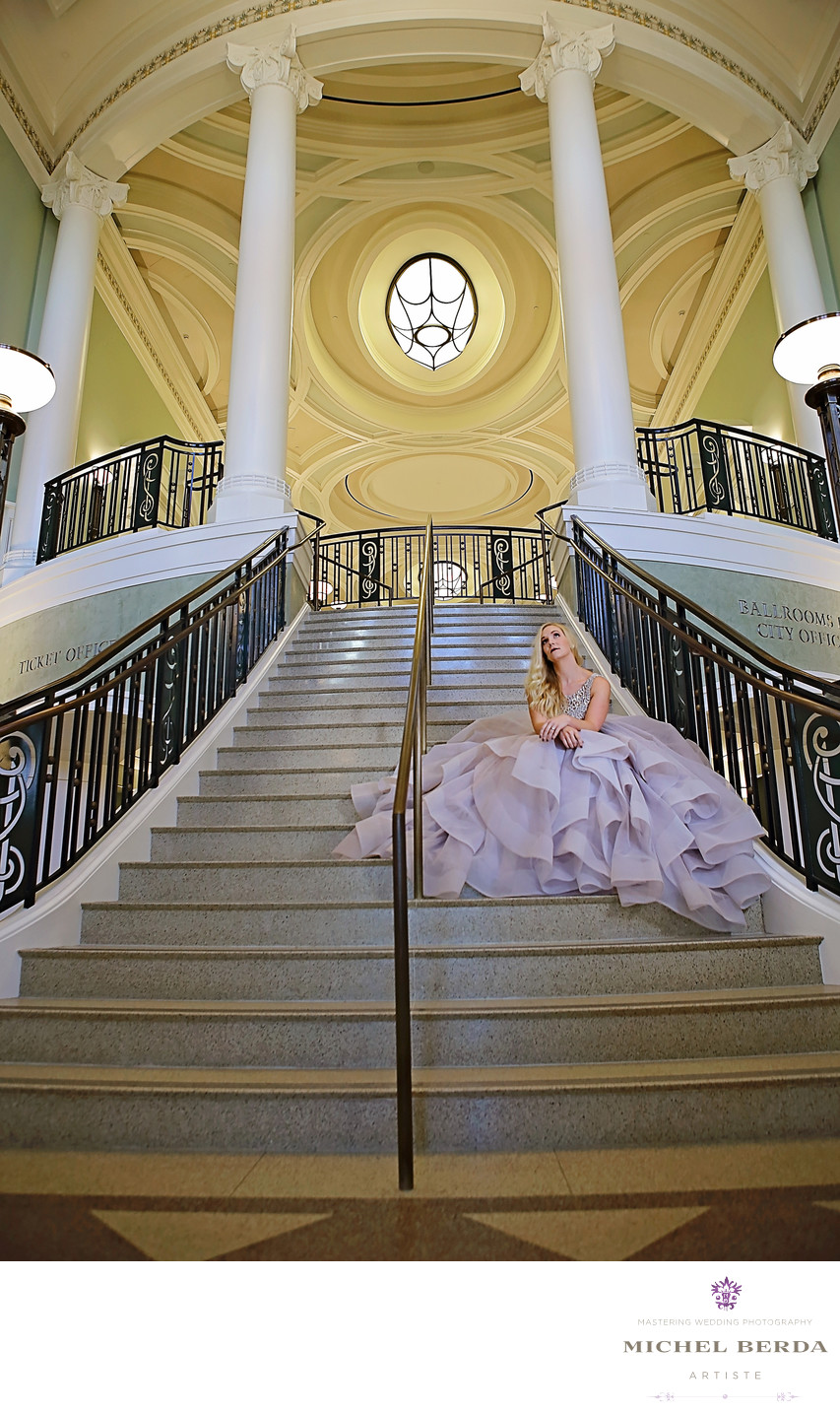 Gaillard Center Staircase Bridal Portrait Photographer