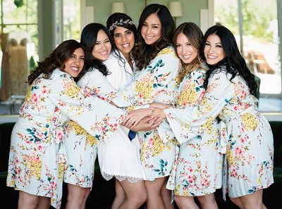 Bridal Party Hugging in Robes - Los Angeles Wedding, Mitzvah & Portrait Photographer - Next Exit Photography