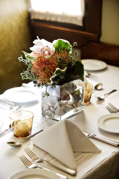 Wedding Details - Protea centerpiece in glass vase