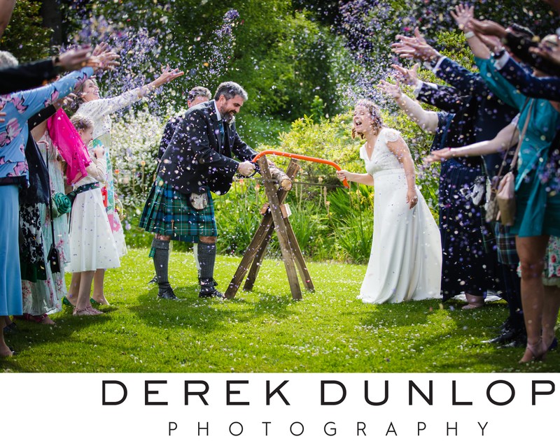 Wedding confetti shot Mabie House Hotel Dumfries