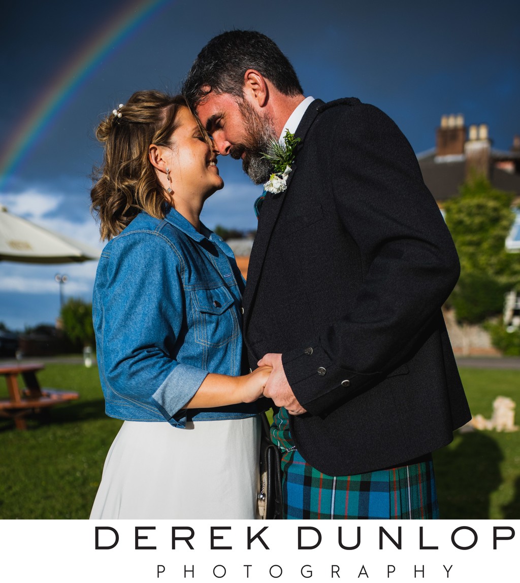 Rainbow couple portrait Dumfries wedding