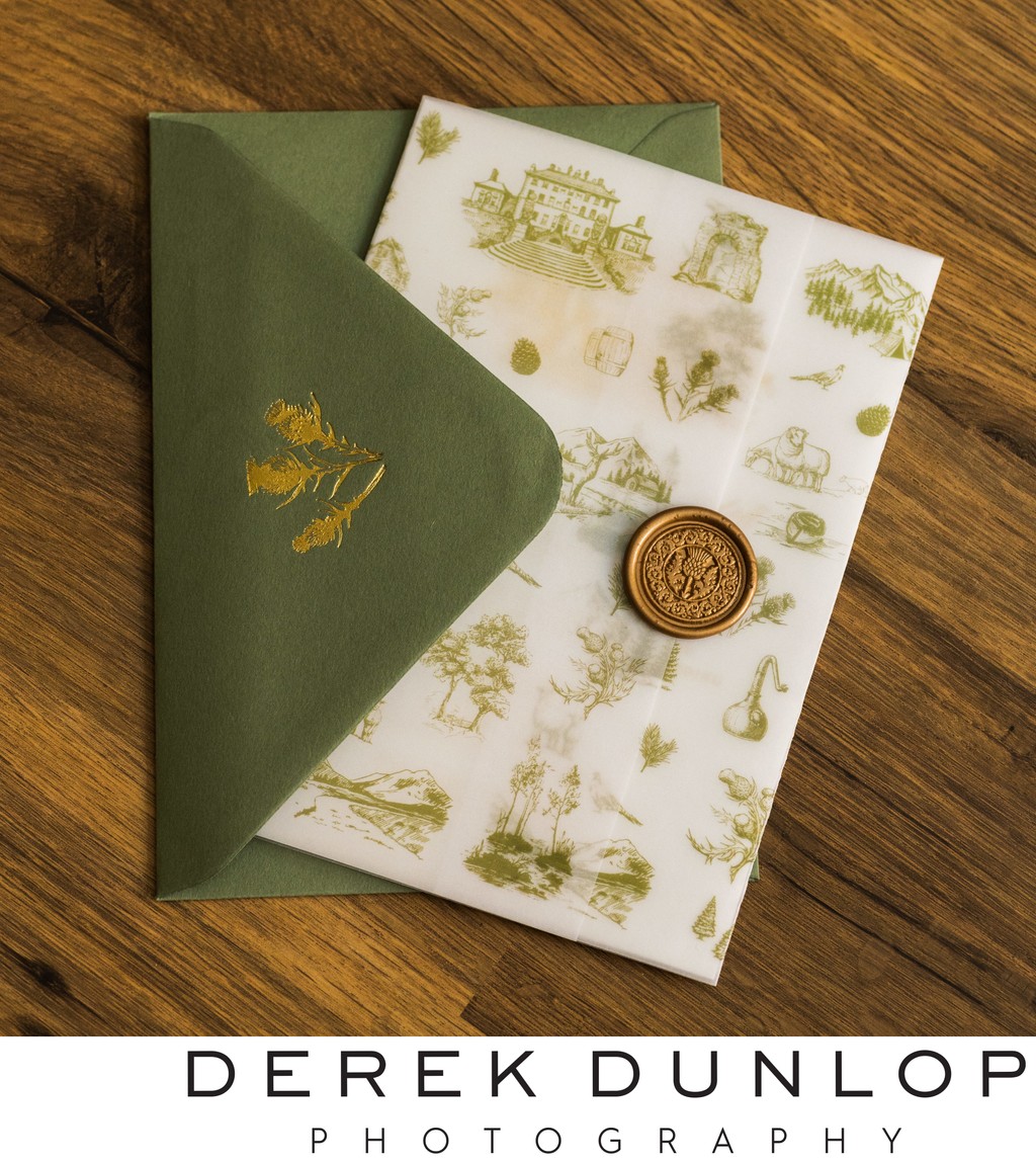 Wedding invitation wax seal Pollok House