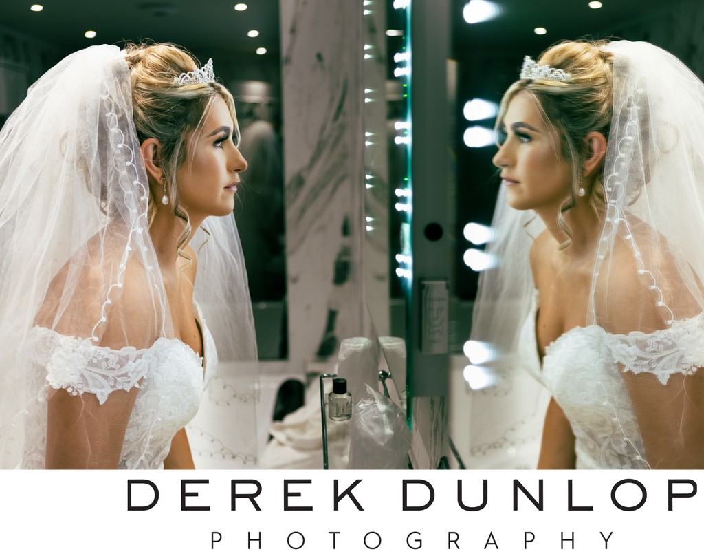 Bride portrait - reflection - Fairfield wedding - Ayrshire