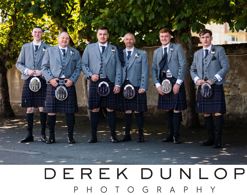 groom group photo at wedding in Ayrshire - scotland