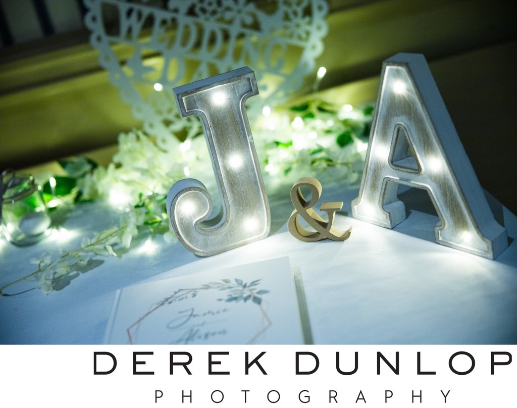 Light up wedding initials Marine Troon detail