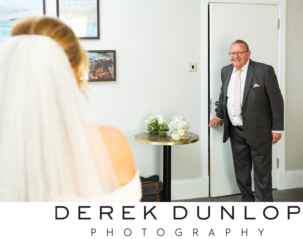 Father first look with bride Marine Troon