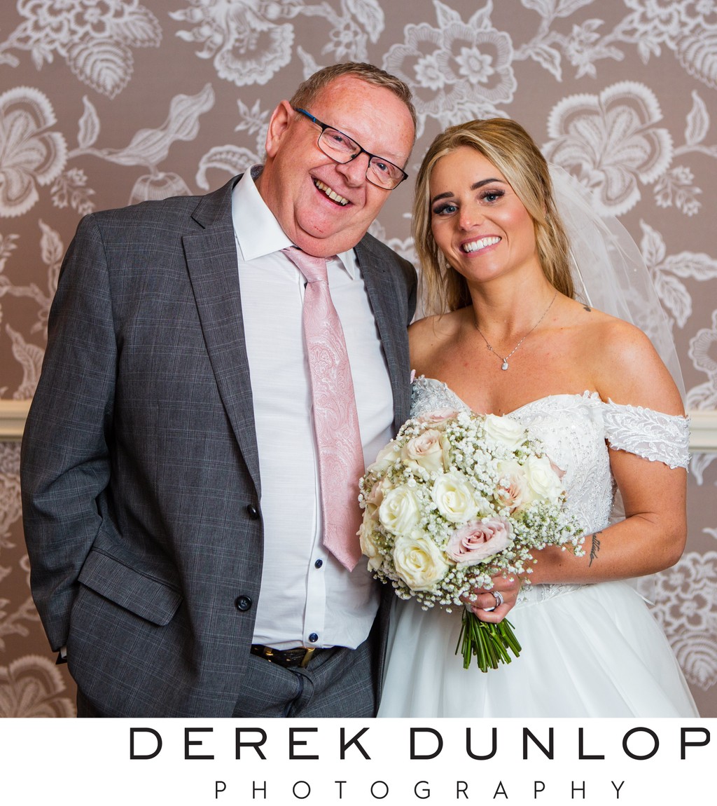 Bride and dad portrait Marine Hotel Troon
