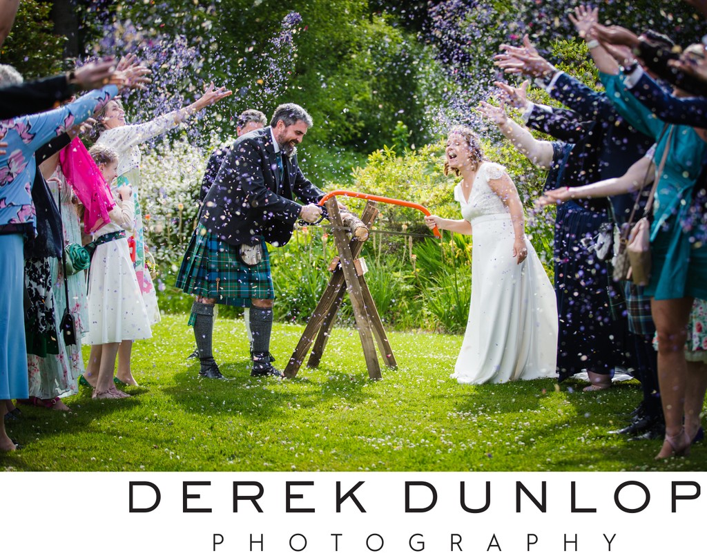 Wedding confetti shot Mabie House Hotel Dumfries