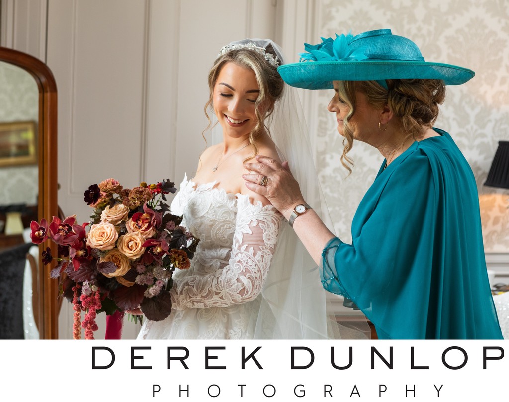 Mother bride veil Blairquhan Castle wedding morning