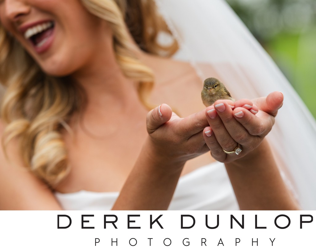 Bride Holding a Bird at Roodlea Barn