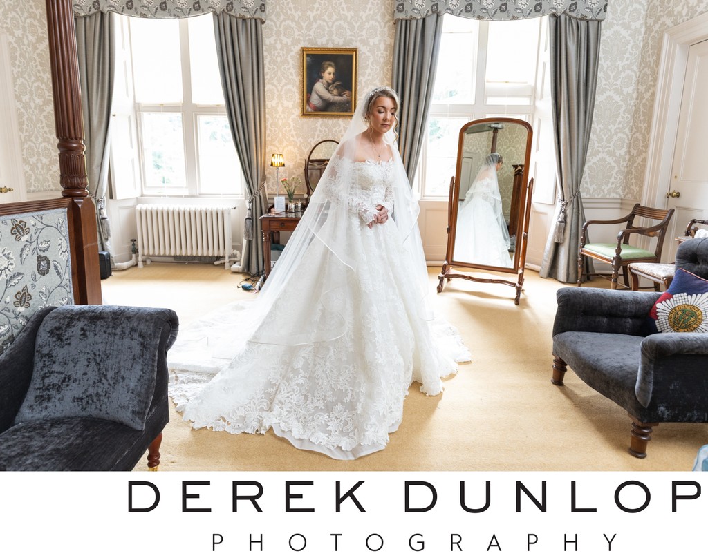 Bride in the Bridal Suite at Blairquhan Castle