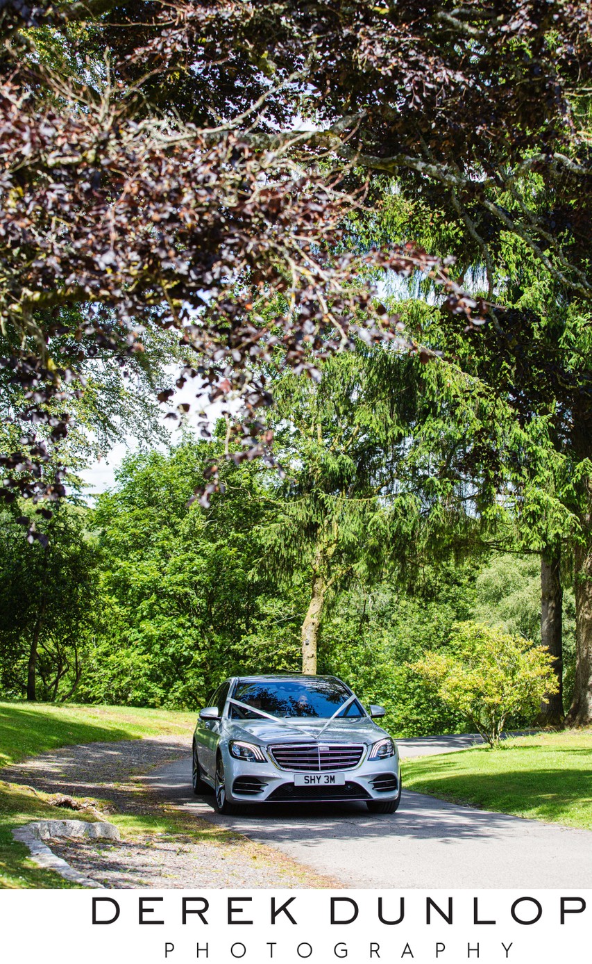 Wedding car arrival Mabie House Hotel