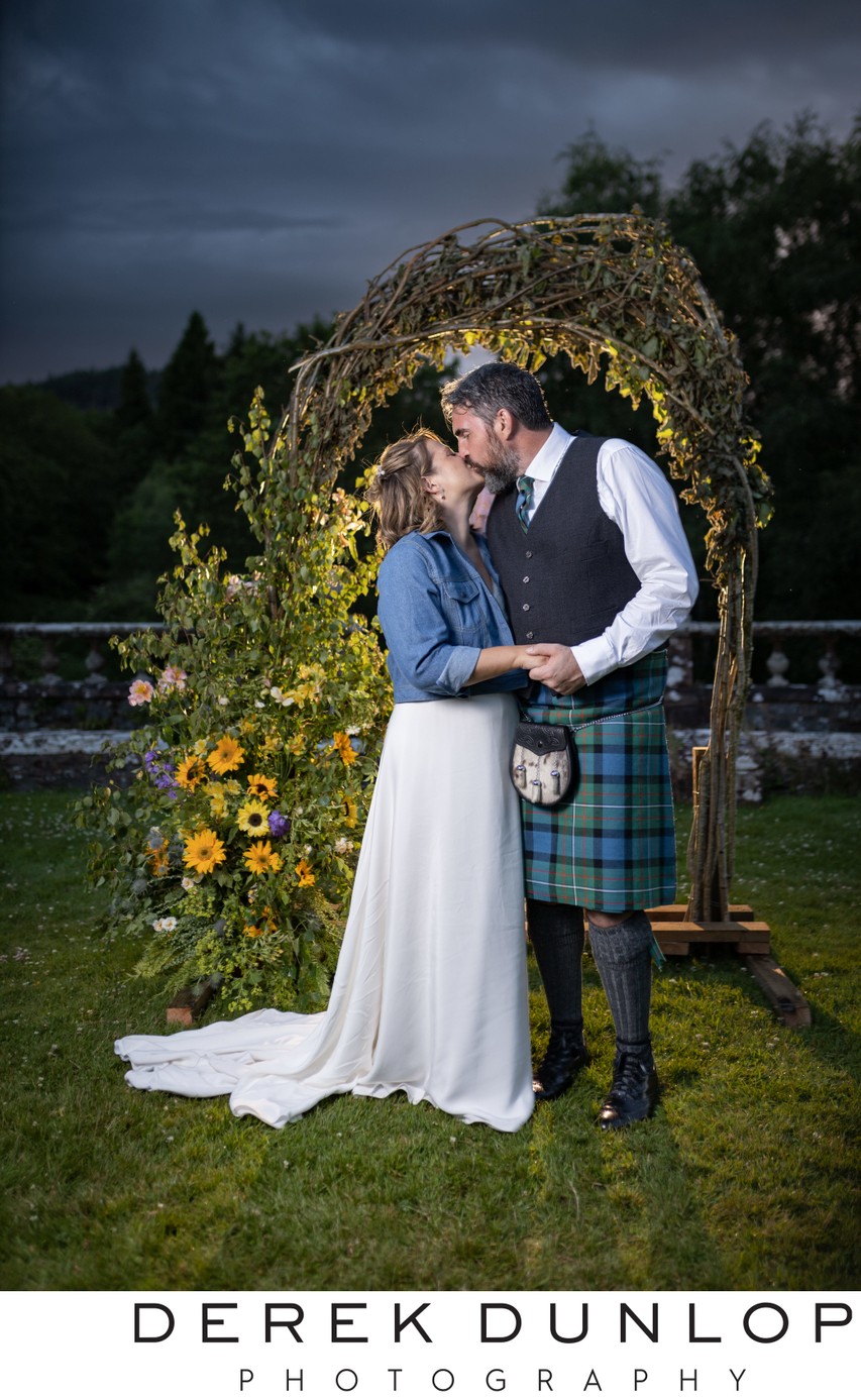 Flower arch kiss Mabie House Dumfries