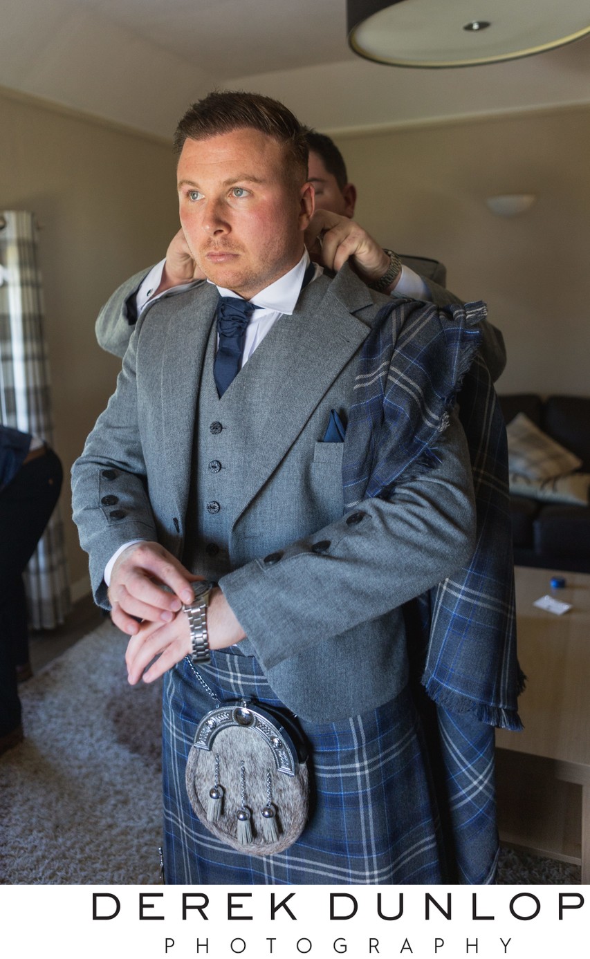 Groom getting ready Ross Priory wedding