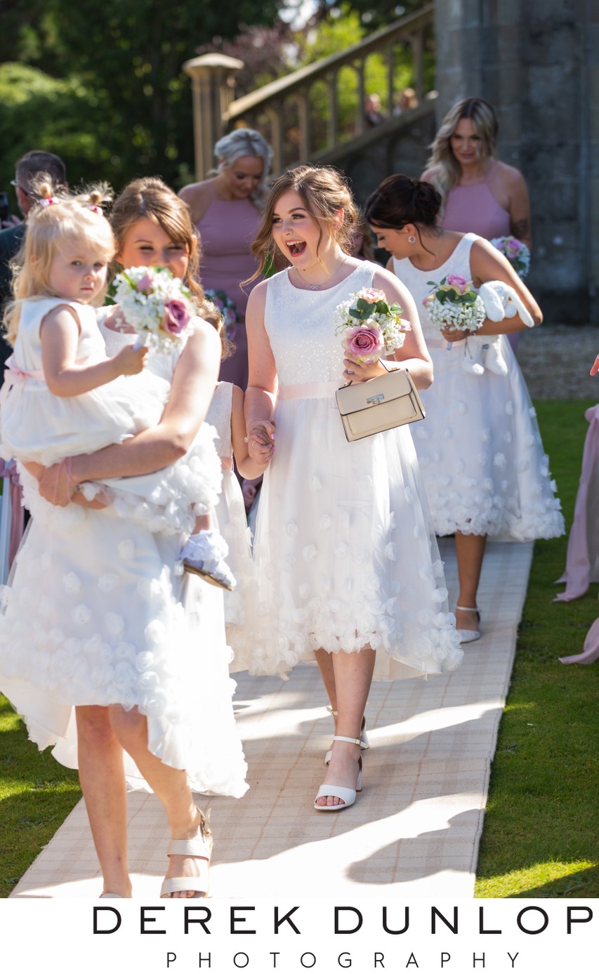Flower girls aisle walk Ross Priory